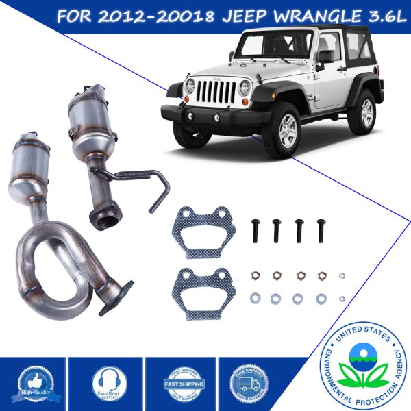 Front Left＆Right Catalytic Converter Compatible with Jeep Wrangler JK 2012 2013 2014 2015 2016 2017 2018 3.6L Engine,Replacement #641511, 641512,674-306,674-307(EPA Compliant)