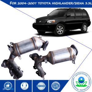 Catalytic Converter 2Pcs For Toyota Highlander 3.3L 2004-2007,Sienna 2004-2006
